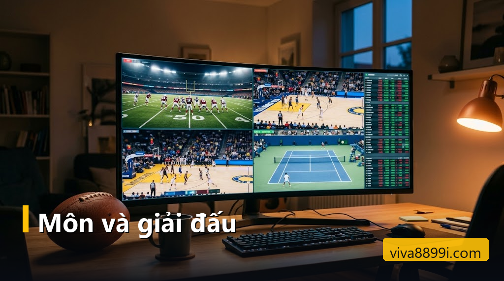Màn hình chia nhiều luồng trực tiếp bóng bầu dục, bóng rổ, quần vợt kèm bảng tỷ lệ