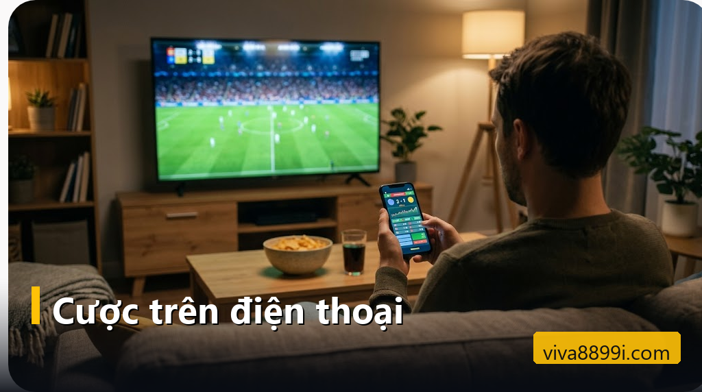 App Viva88 trên điện thoại: có cần cài không, cách tạo lối tắt an toàn và xử lý lỗi thường gặp 5 Người xem trận bóng trên tivi và cầm điện thoại hiển thị phiếu cược trực tiếp kèm tỷ số