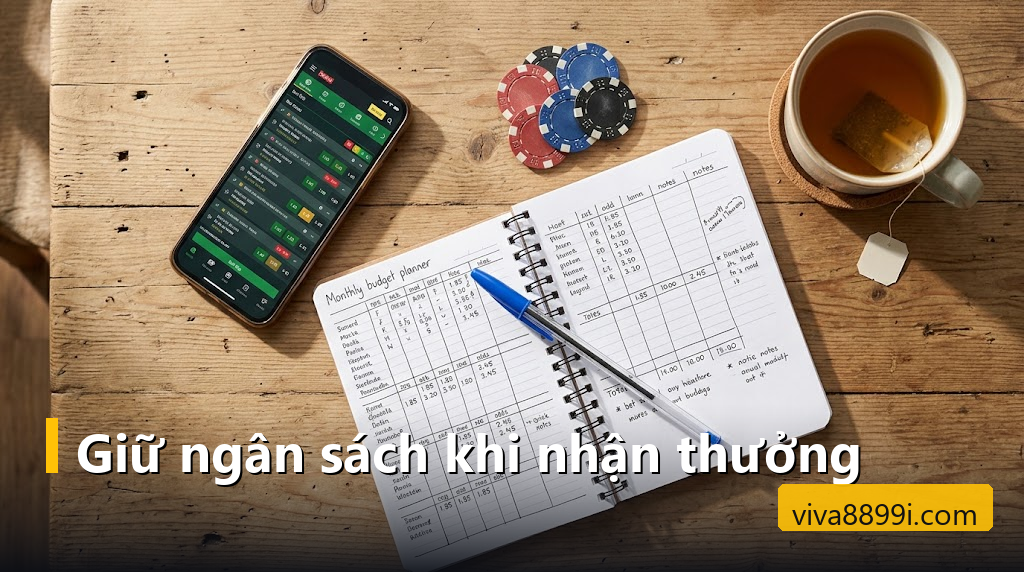 Khuyến mãi Viva88: cách tính vòng cược, thua ròng và hạn nhận để không mất thưởng 6 Phiếu cược bóng đá trên điện thoại cạnh sổ kế hoạch ngân sách và chip cược
