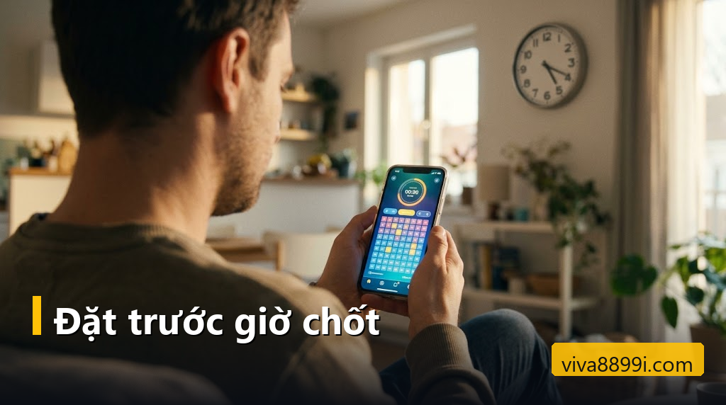Người dùng xem màn hình đặt số có đồng hồ đếm ngược trước giờ chốt